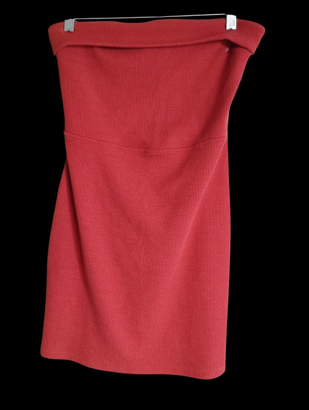 Strapless Burnt Orange Knit Sheath Dress